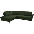 ECKSOFA in Flachgewebe Olivgrün  233/288 cm  - Schwarz/Olivgrün, Natur, Textil/Metall (233/288cm) - Valnatura