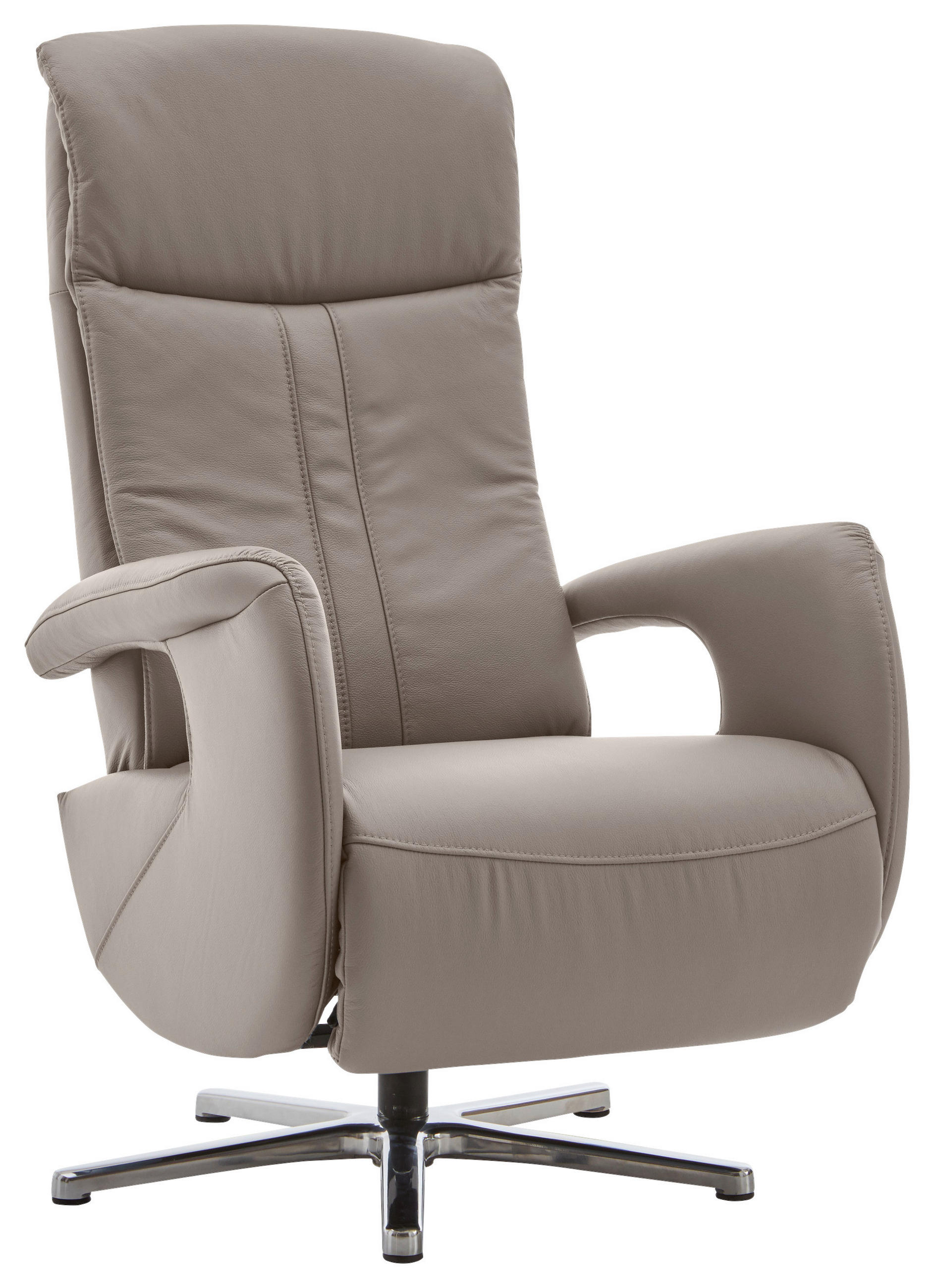 RELAXSESSEL Echtleder    - Chromfarben/Grau, Design, Leder/Metall (71/110/83cm) - Beldomo Speed