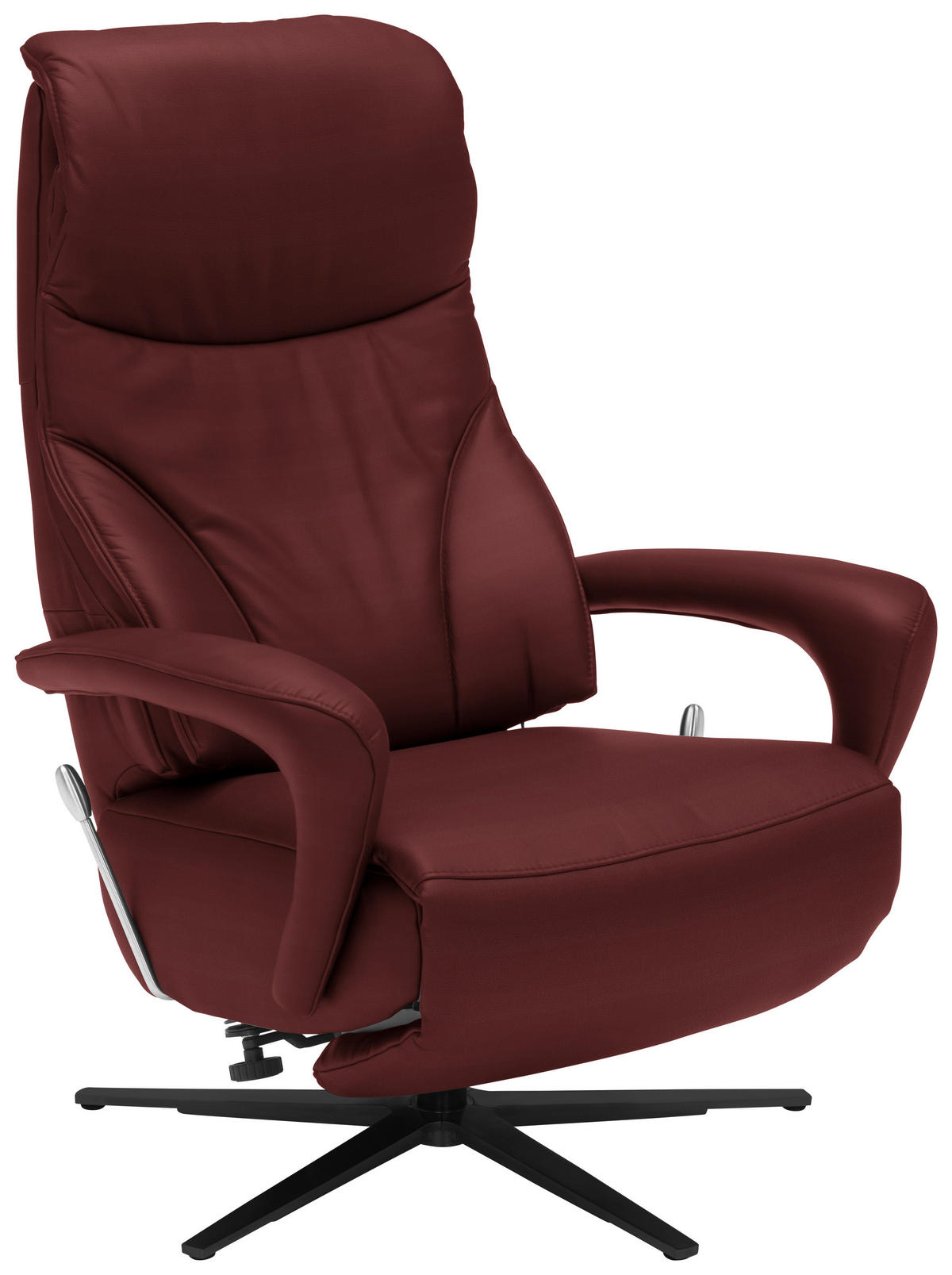 RELAXSESSEL Leder Brombeere  - Brombeere/Schwarz, Design, Leder/Metall (75/106/88cm) - Dieter Knoll