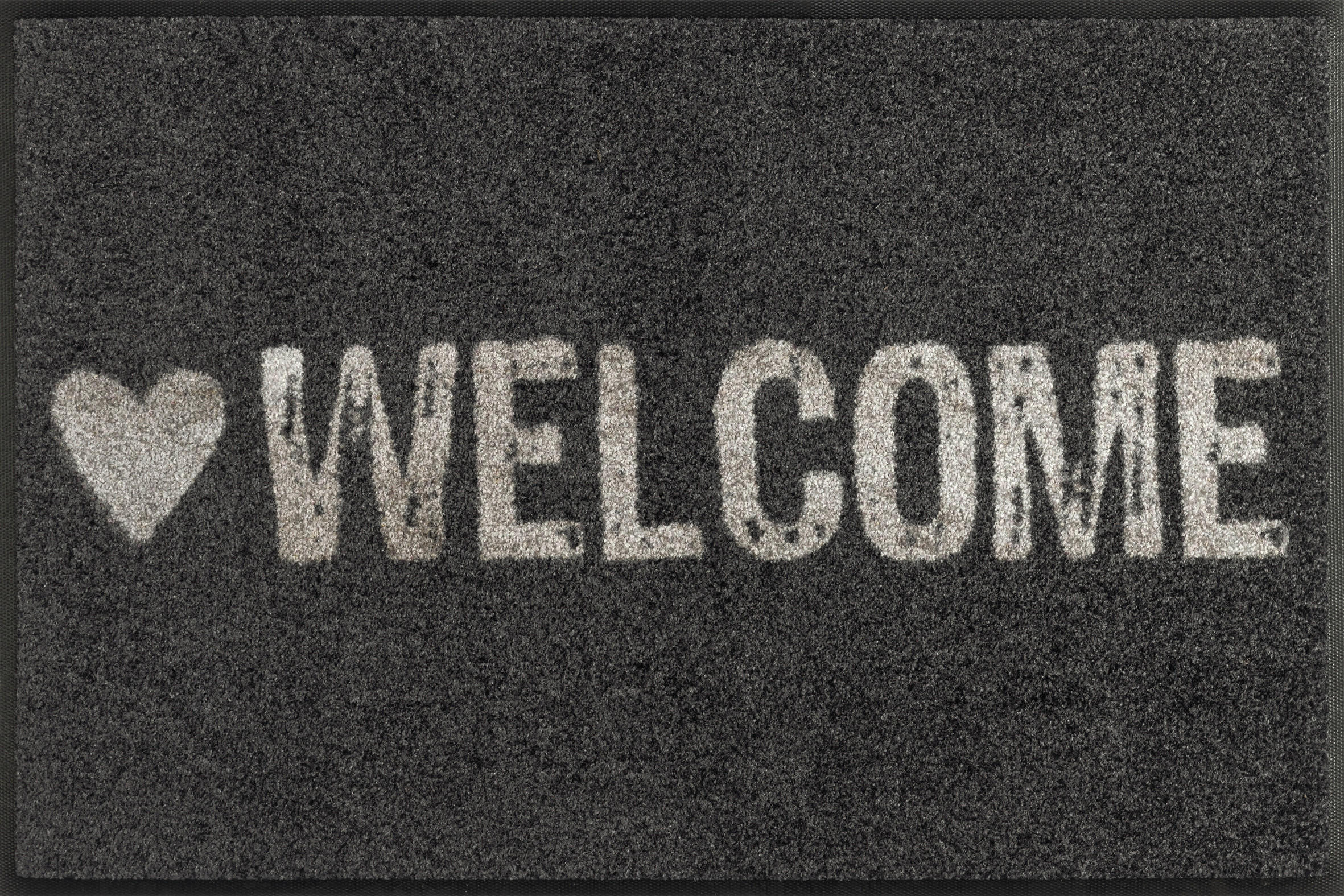 FUßMATTE 50/75 cm Warmly Welcome  - Grau, Design, Kunststoff/Textil (50/75cm) - wash+dry