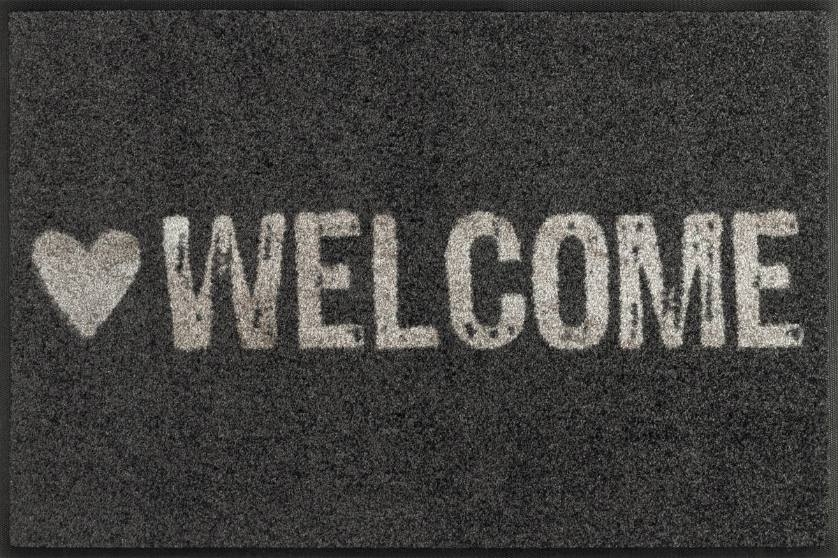 DVEŘNÍ ROHOŽKA, 50/75 cm šedá - šedá, Design, textil/plast (50/75cm) - wash+dry