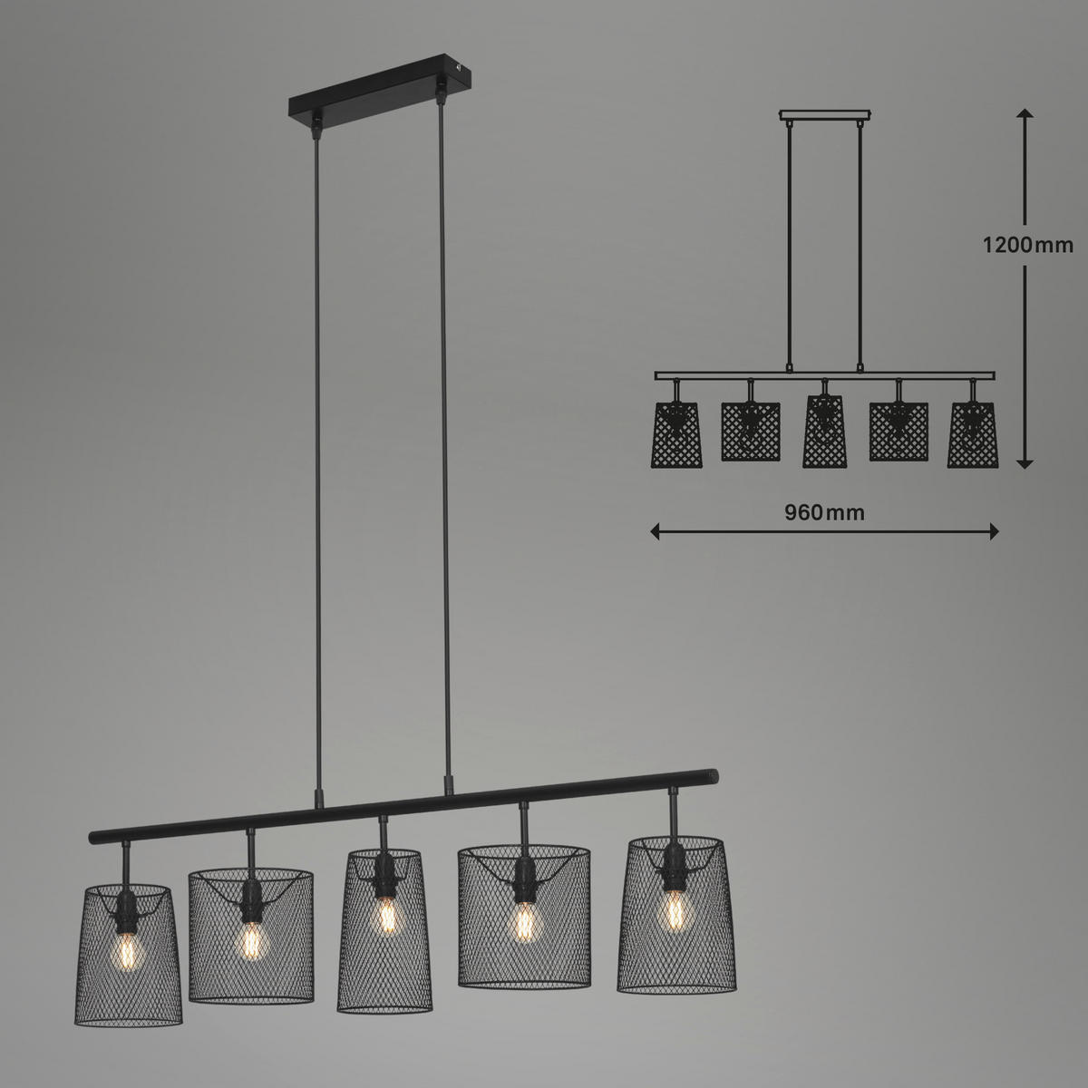 VISEČA NIHALNA SVETILKA    96/120 cm          E14 - črna, Trend, kovina (96/120cm)