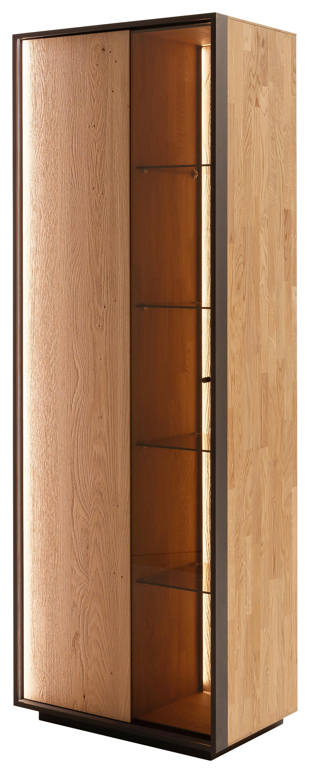 VITRINE  in massiv Kerneiche Eichefarben - Eichefarben/Anthrazit, Design, Glas/Holz (67/197/42cm) - Schöner Wohnen