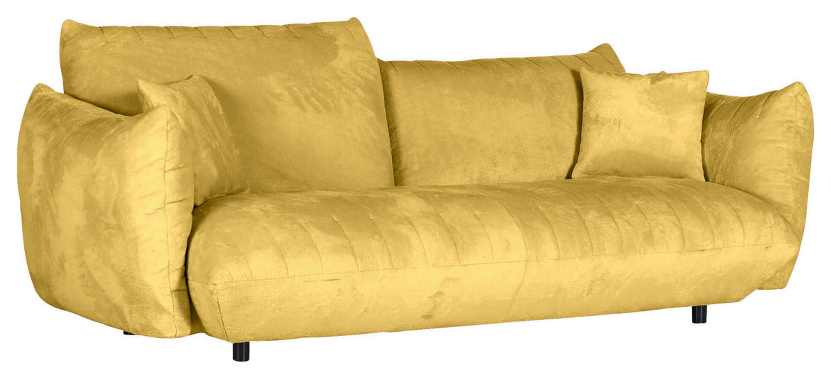 BIG SOFFA i plysch gul  - svart/gul, Klassisk, textil/plast (240/78/107cm) - MID.YOU