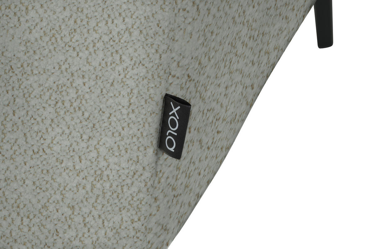 ECKSOFA in Chenille Alabasterfarben  205/280 cm  - Alabasterfarben/Schwarz, Design, Textil/Metall (205/280cm) - Xora