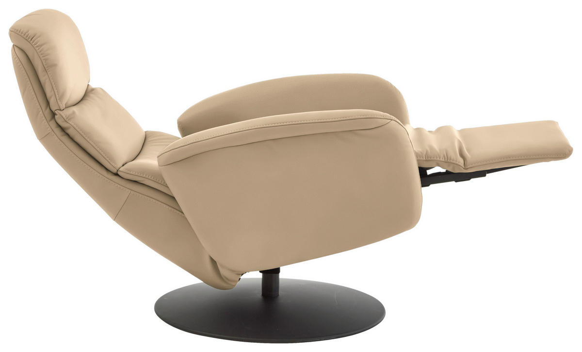 RELAXSESSEL in Leder Beige  - Beige/Schwarz, Design, Leder/Metall (76/108/86cm) - Dieter Knoll