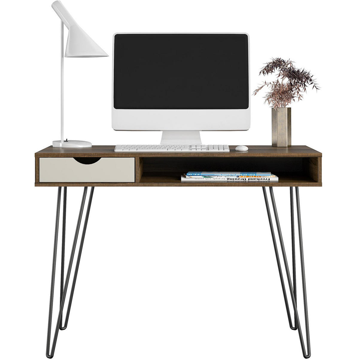 SCHREIBTISCH 104/77/49 cm  in Grau, Eichefarben  - Eichefarben/Eiche grau, Design, Holzwerkstoff/Metall (104/77/49cm) - MID.YOU