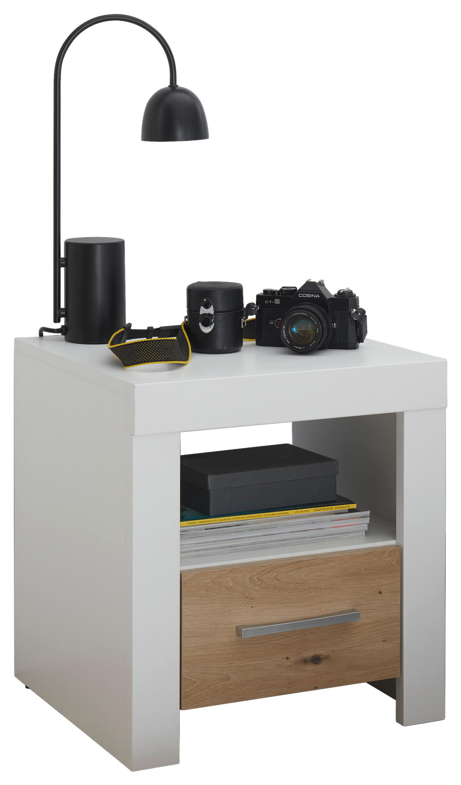 NACHTSCHRANK 42/45/40 cm  - Silberfarben/Schwarz, Design, Holzwerkstoff/Kunststoff (42/45/40cm) - Xora