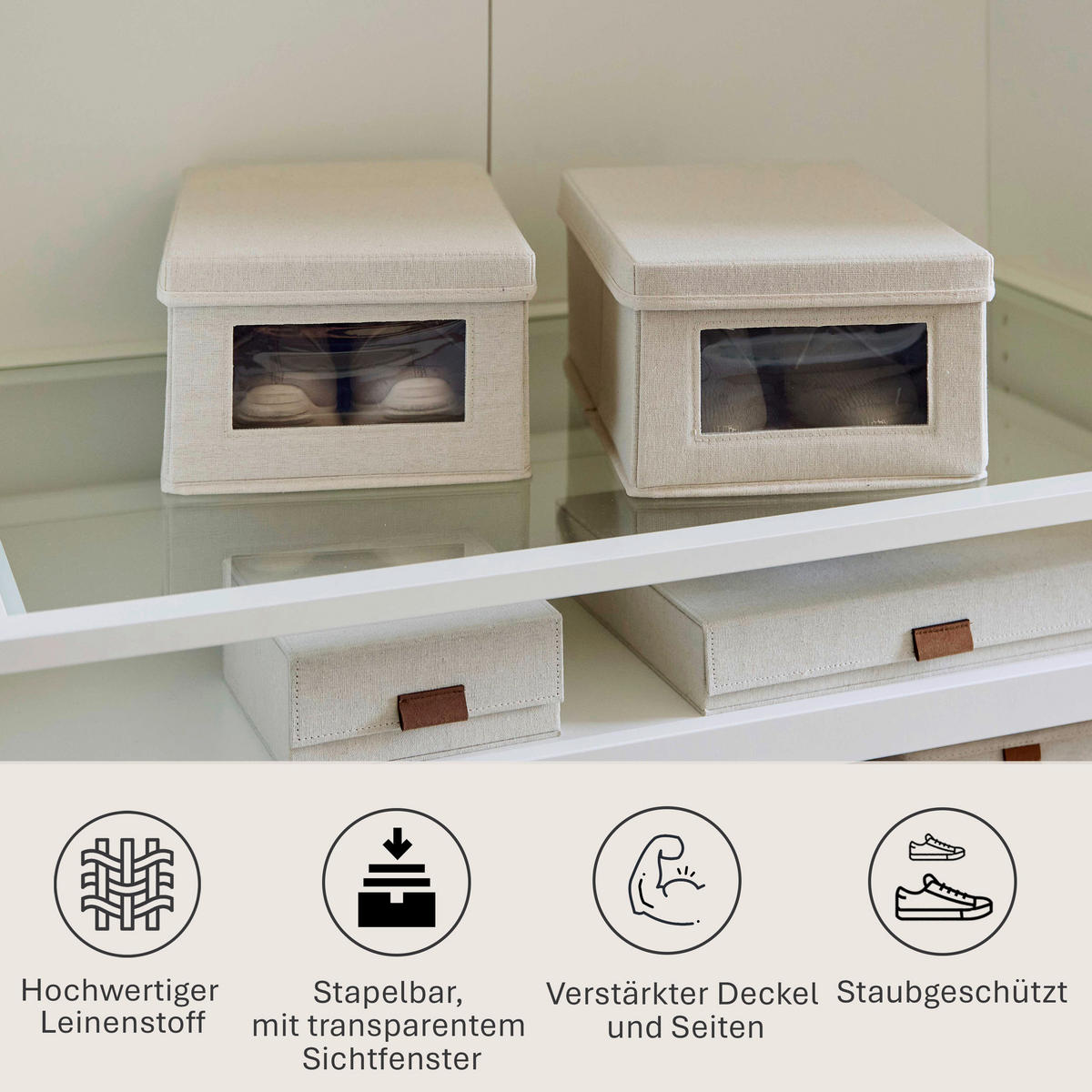 SCHUHBOX - Beige, Basics, Holzwerkstoff/Textil (34/23/15cm) - Store It