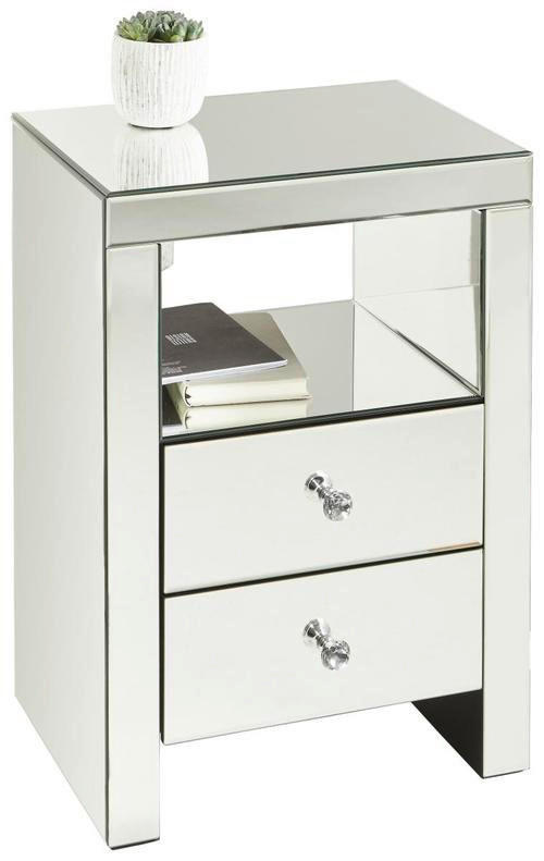 NACHTKÄSTCHEN 46/66/35,5 cm  in Silberfarben  - Silberfarben, Trend, Glas/Holzwerkstoff (46/66/35,5cm) - Xora