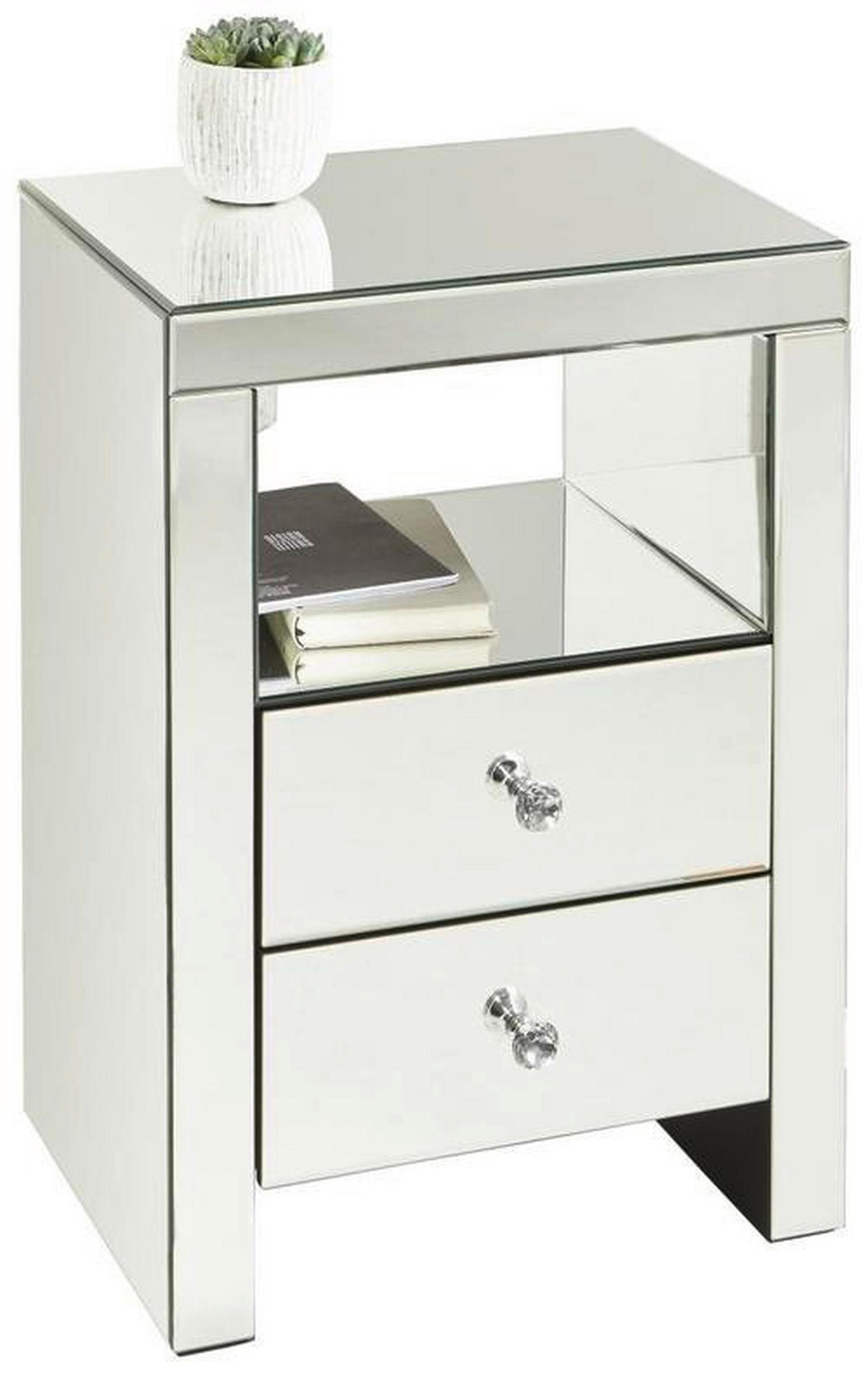NACHTKÄSTCHEN 46/66/35,5 cm  in Silberfarben  - Silberfarben, Trend, Glas/Holzwerkstoff (46/66/35,5cm) - Xora