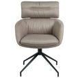 ARMLEHNSTUHL  Stoffauswahl, Sitzfläche 360° drehbar, automatische Rückholfunktion Webstoff  Grau, Schwarz  - Schwarz/Grau, Design, Textil/Metall (62/92/66cm) - Dieter Knoll