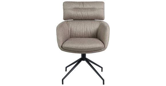 ARMLEHNSTUHL  Stoffauswahl, Sitzfläche 360° drehbar, automatische Rückholfunktion Webstoff  Grau, Schwarz  - Schwarz/Grau, Design, Textil/Metall (62/92/66cm) - Dieter Knoll