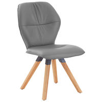 STUHL Echtleder Graphitfarben, Grau  - Wildeiche/Graphitfarben, Design, Leder/Holz (62/91/59cm) - Valdera