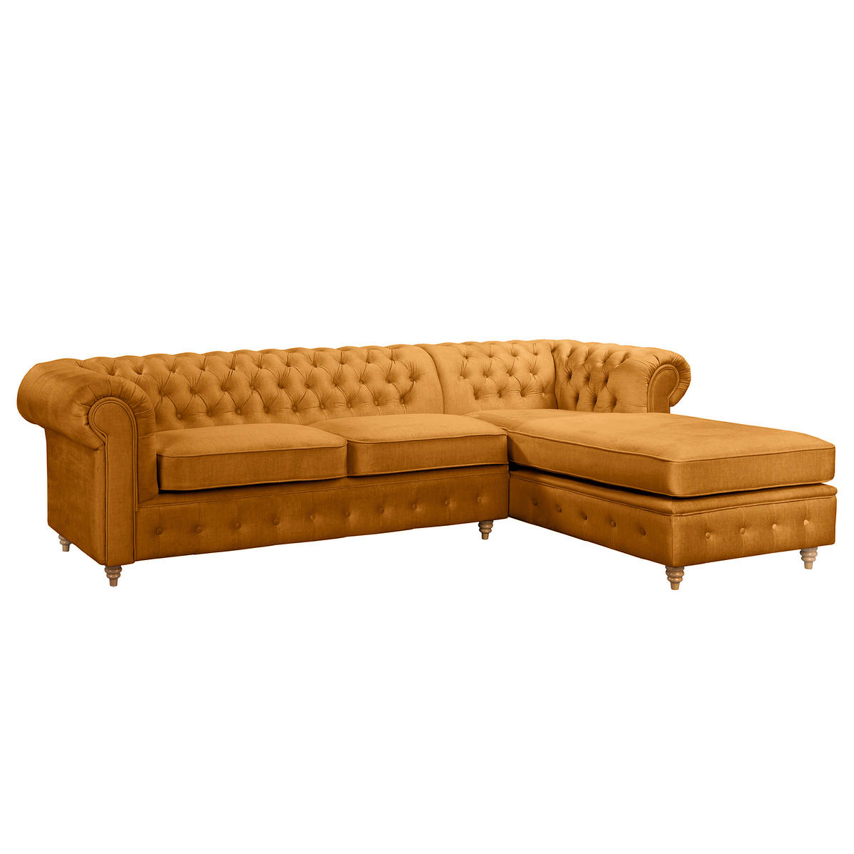 ECKSOFA Laura Bernsteinfarben Mikrofaser  - Bernsteinfarben/Creme, Design, Holz/Textil (284/182cm) - P & B