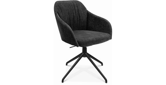 ARMLEHNSTUHL in Aluminium Velours - Schwarz/Graphitfarben, Design, Textil/Metall (58/81,5-84,5/60cm) - Johann Jakob