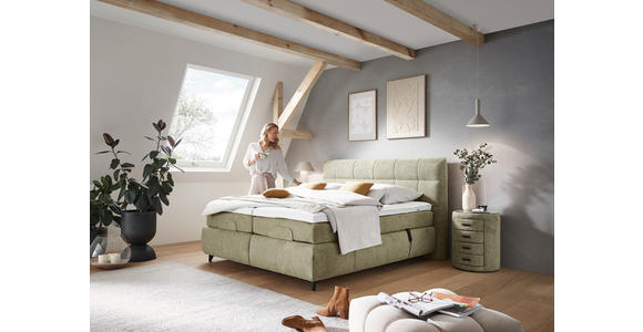 BOXSPRINGBETT 200/200 cm in Hellgrün - Schwarz/Hellgrün, KONVENTIONELL, Textil/Metall (200/200cm) - Dieter Knoll
