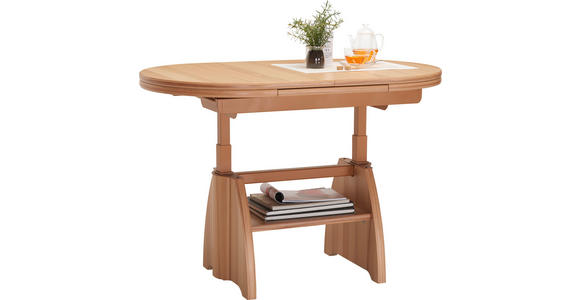 COUCHTISCH Wildeiche furniert 125-165,5/71/56-75 cm oval Wildeiche  - Wildeiche, KONVENTIONELL, Holzwerkstoff/Metall (125-165,5/71/56-75cm) - Venda