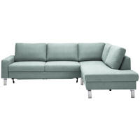 ECKSOFA in Flachgewebe Blaugrau  276/200 cm  - Chromfarben/Blaugrau, Design, Textil/Metall (276/200cm) - Hom`in