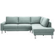 ECKSOFA in Flachgewebe Blaugrau  276/200 cm  - Chromfarben/Blaugrau, Design, Textil/Metall (276/200cm) - Hom`in