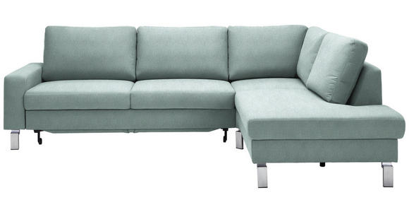 ECKSOFA in Flachgewebe Blaugrau  276/200 cm  - Chromfarben/Blaugrau, Design, Textil/Metall (276/200cm) - Hom`in