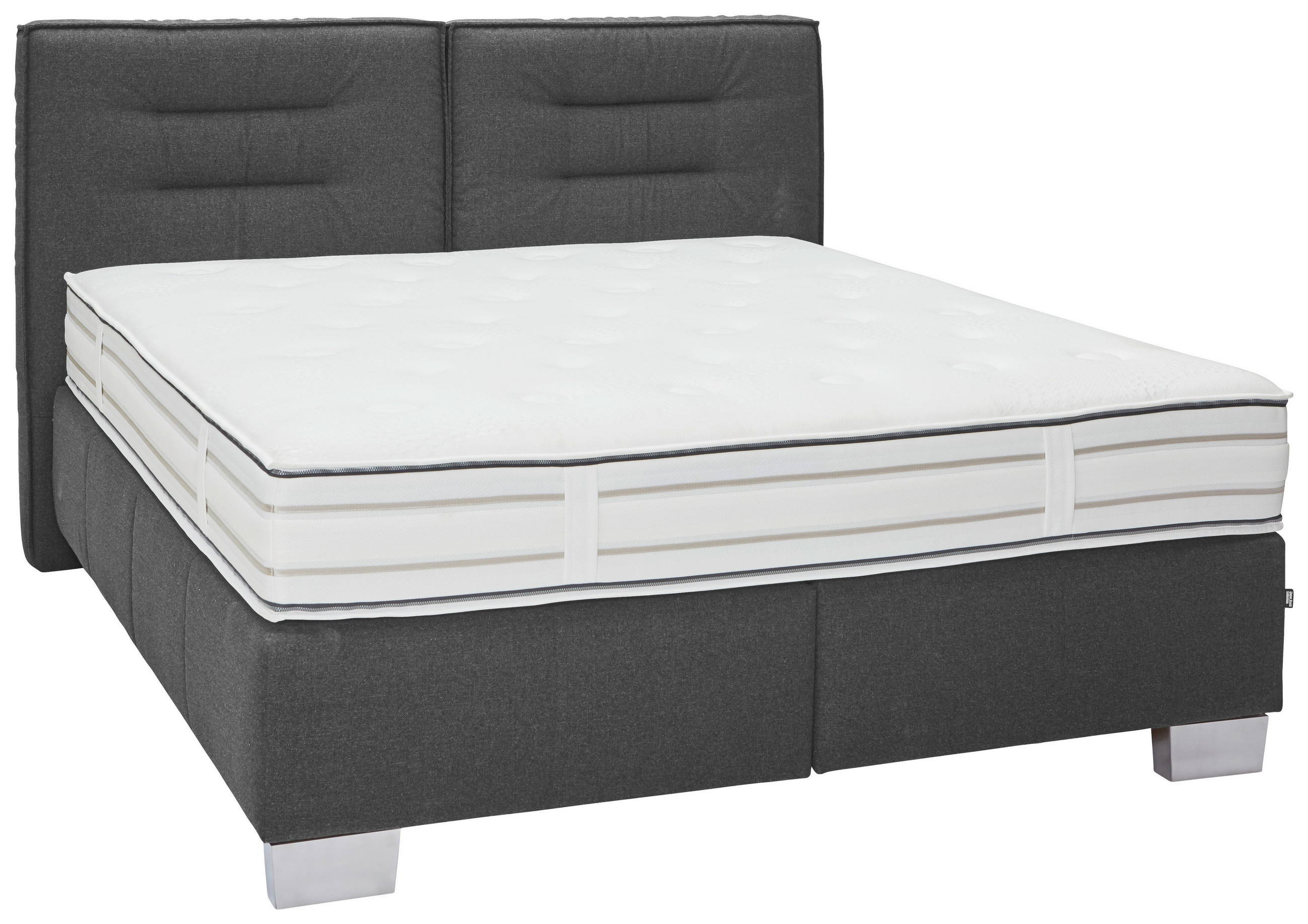 BOXSPRINGBETT 180/200 cm in Grau - Chromfarben/Grau, KONVENTIONELL, Textil (180/200cm) - Dieter Knoll