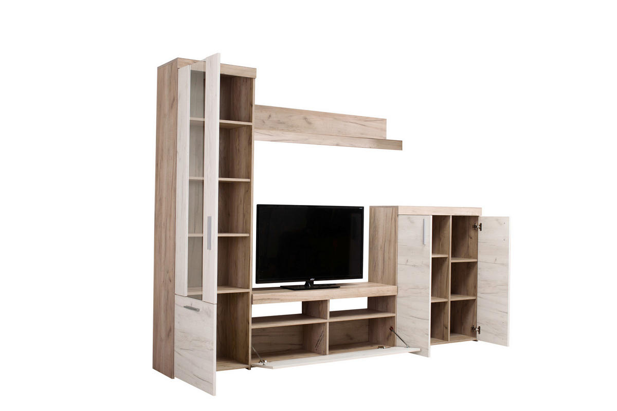 NAPPALI ÖSSZEÁLLÍTÁS ezüsttölgy  - ezüsttölgy, Basics, faalapú anyag (262/195/35cm) - Xora
