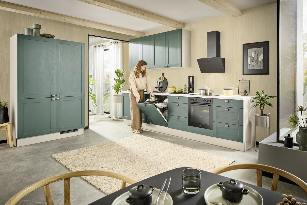 ECKKÜCHE XO50 120/360 cm  in Dunkelgrün, Kaschmir  - Kaschmir/Dunkelgrün, Design, Holzwerkstoff/Metall (120/360cm) - Xora