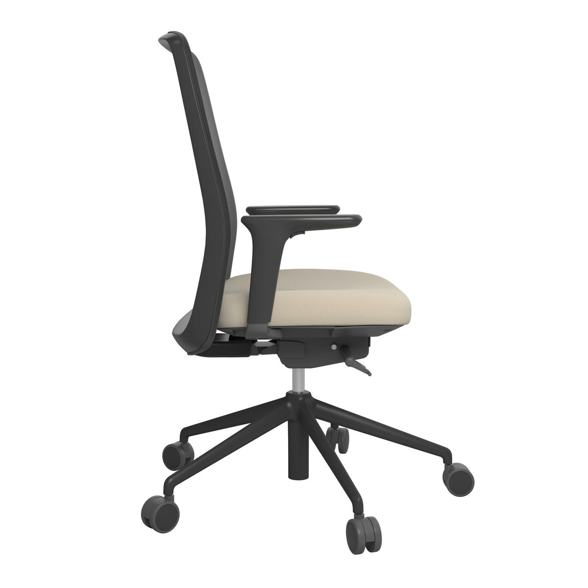 DREHSTUHL Schwarz, Beige  - Beige/Schwarz, MODERN, Kunststoff/Textil (70/103-115/70cm)