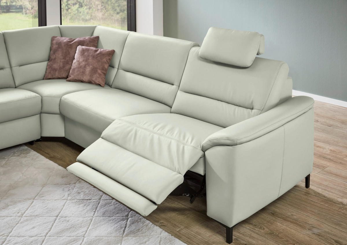 ECKSOFA  in Echtleder Silberfarben  249/290 cm  - Silberfarben/Schwarz, KONVENTIONELL, Leder/Metall (249/290cm) - Beldomo Premium