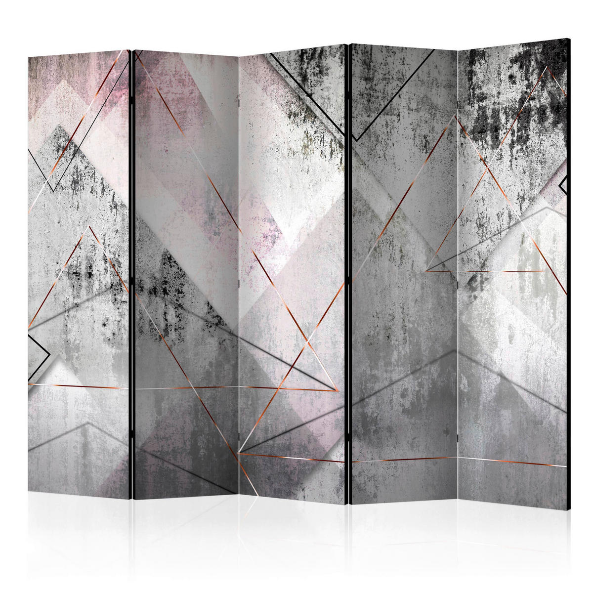 SKÄRMVÄGG  i trä, textil  grå, ljusrosa  - ljusrosa/grå, Basics, trä/textil (225/172/3cm) - artgeist