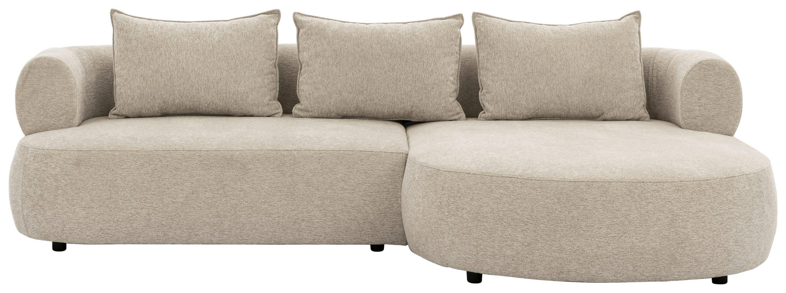 ECKSOFA in Chenille Beige 256/156 cm - Beige/Schwarz, Design, Kunststoff/Textil (256/156cm) - Livetastic