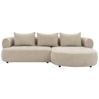 ECKSOFA in Chenille Beige  256/156 cm  - Beige/Schwarz, Design, Kunststoff/Textil (256/156cm) - Livetastic