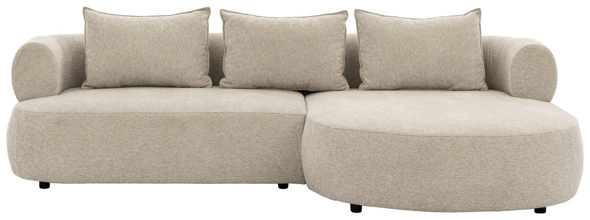 ECKSOFA in Chenille Beige  256/156 cm  - Beige/Schwarz, Design, Kunststoff/Textil (256/156cm) - Livetastic