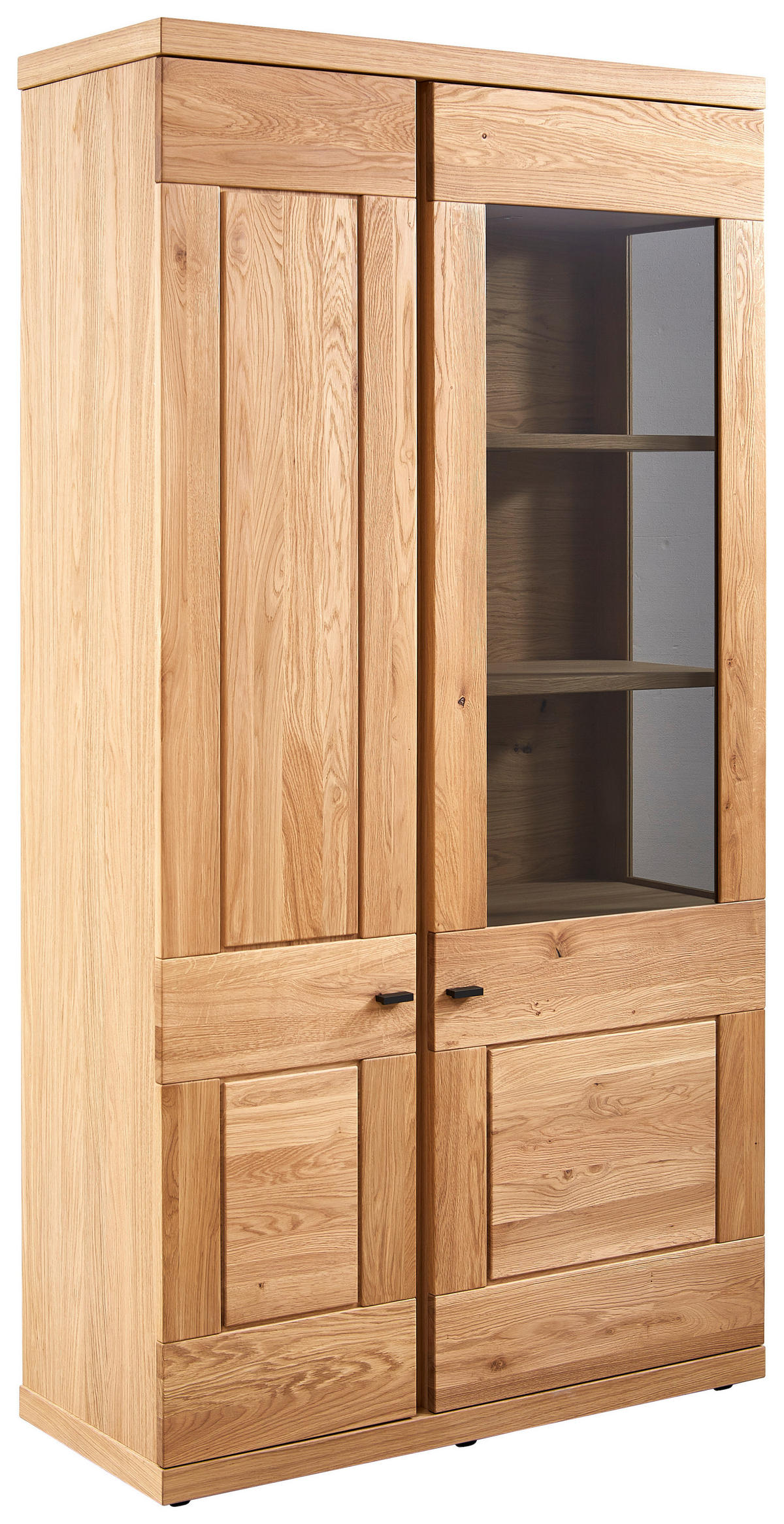 VITRINE  in teilmassiv Wildeiche Eichefarben - Eichefarben/Anthrazit, Design, Glas/Holz (105/199/43cm) - Venjakob