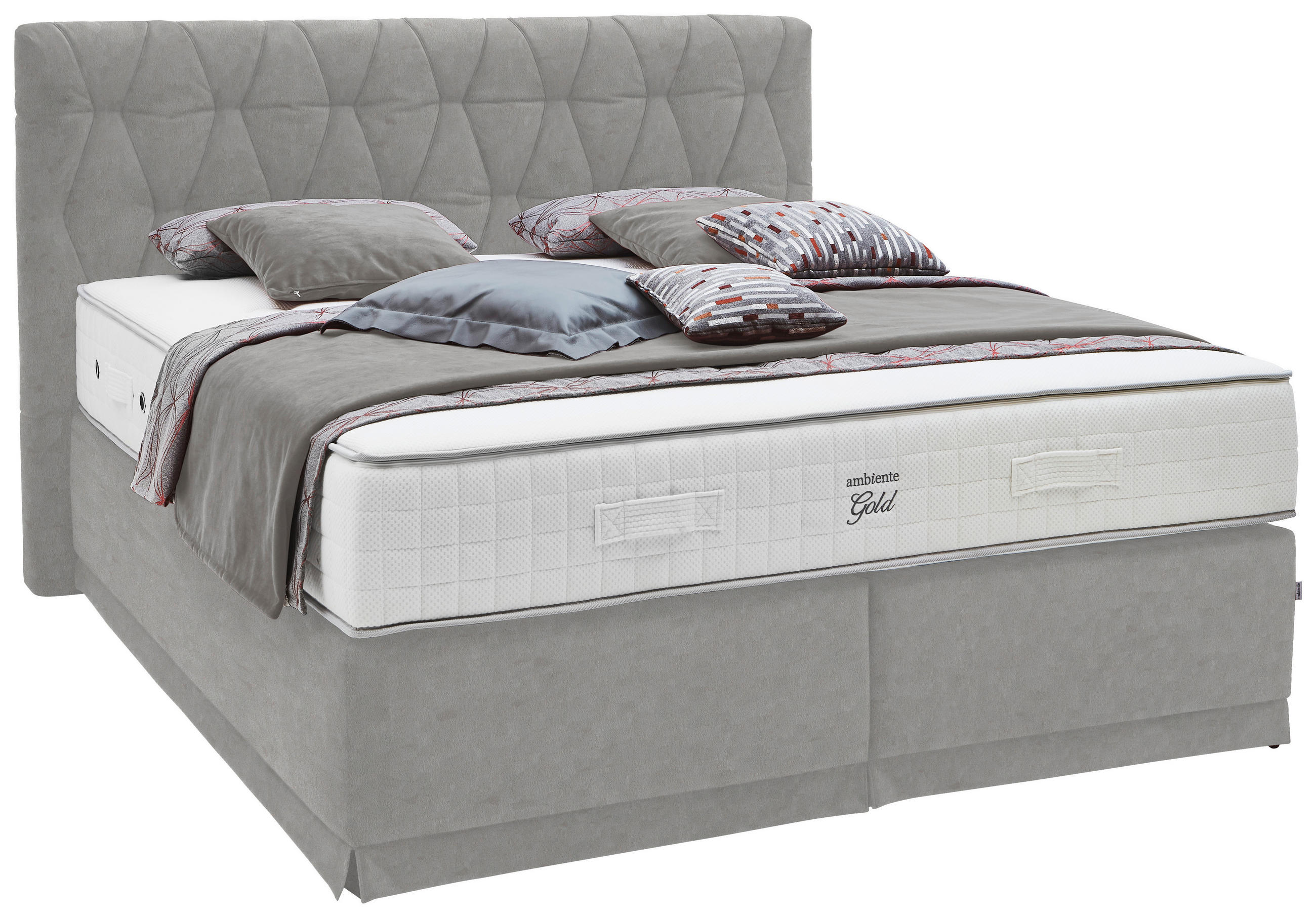 BOXSPRINGBETT 180/200 cm  in Grau  - Grau, Konventionell, Textil (180/200cm) - Ambiente
