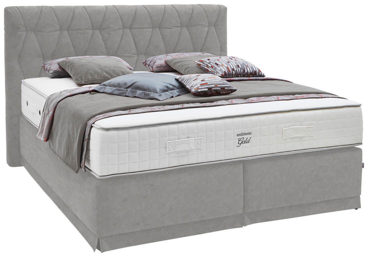 BOXSPRINGBETT 180/200 cm  in Grau  - Grau, Konventionell, Textil (180/200cm) - Ambiente