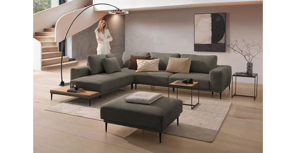 ECKSOFA  in Leinwand Dunkelbraun  271/318 cm  - Dunkelbraun/Schwarz, Design, Textil/Metall (271/318cm) - Belluti