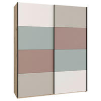 OMARA Z DRSNIMI VRATI, rjavosiva, peščene barve, terakota, žajbljevo zelena, hrast artisan  - rjavosiva/črna, Design, kovina/leseni material (170,3/210,5/61,2cm) - Carryhome