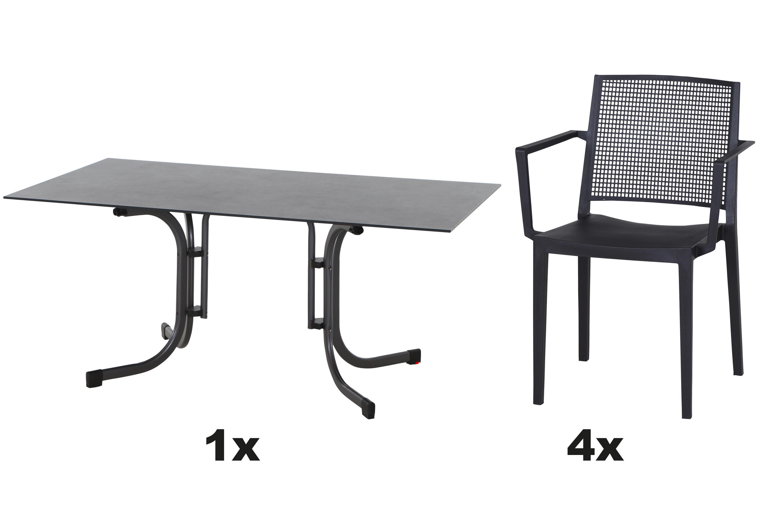 GARTENGARNITUR 5-teilig Stahl  - Anthrazit, Basics, Kunststoff/Metall (160/80/90cm) - Siena Garden