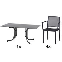 GARTENGARNITUR 5-teilig Stahl  - Anthrazit, Basics, Kunststoff/Metall (160/80/90cm) - Siena Garden
