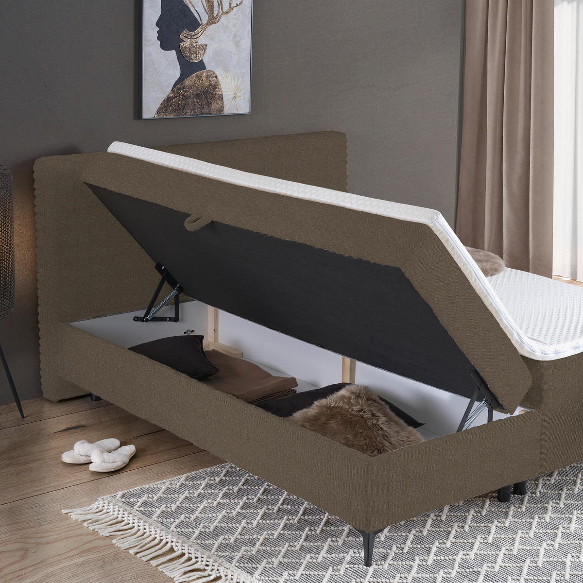 BOXBETT 180/200 cm  in Braun  - Schwarz/Braun, Design, Holz/Holzwerkstoff (180/200cm) - Xora