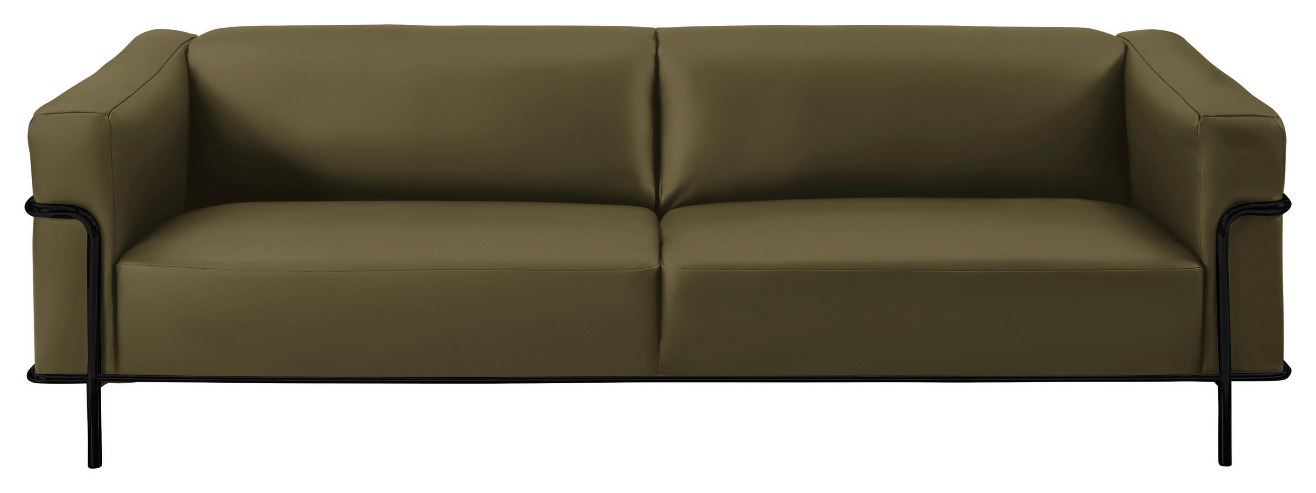3-SITZER-SOFA in Echtleder Grün  - Schwarz/Grün, Design, Leder/Metall (236/67/96cm) - Johann Jakob