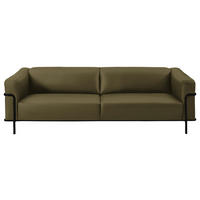 3-SITZER-SOFA in Echtleder Grün  - Schwarz/Grün, Design, Leder/Metall (236/67/96cm) - Johann Jakob