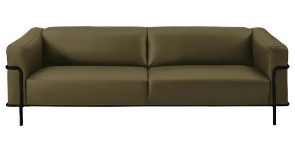 3-SITZER-SOFA  in Echtleder Grün  - Schwarz/Grün, Design, Leder/Metall (236/67/96cm) - Johann Jakob