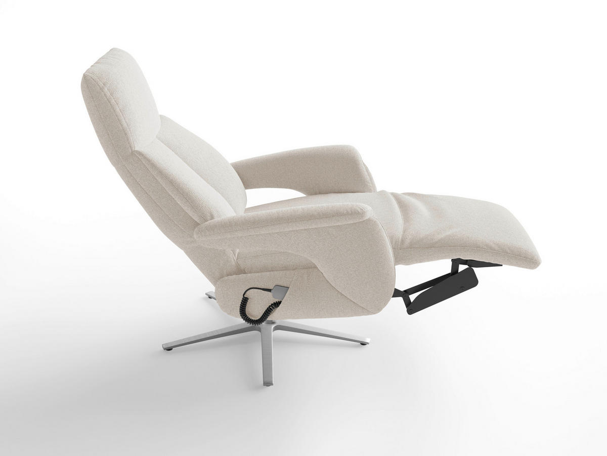 RELAXAČNÉ KRESLO, textil, krémová - krémová/strieborná, Basics, kov/textil (75/110/85cm) - Sit & More
