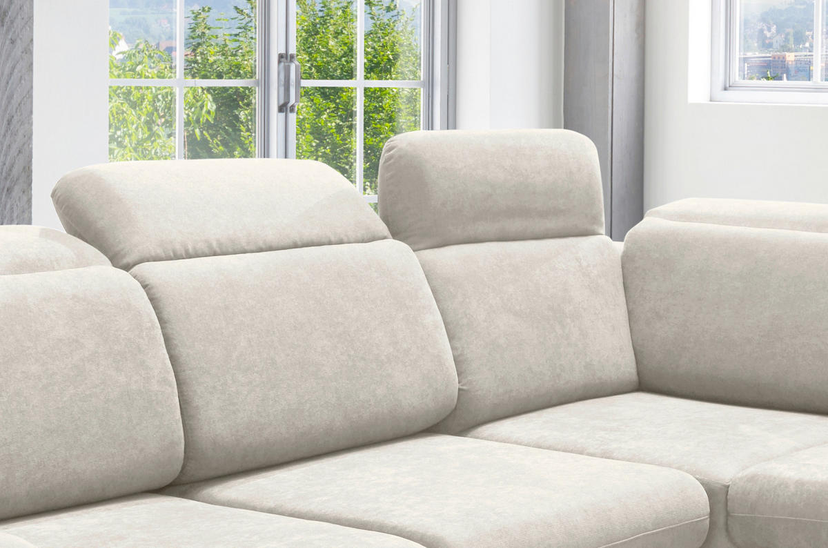 ECKSOFA  in Mikrofaser Creme  - Chromfarben/Creme, Design, Textil/Metall (283/228cm) - Livetastic