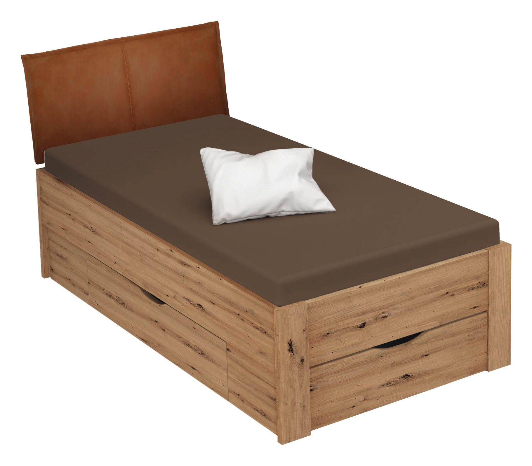 STAURAUMBETT 90/200 cm  in Eichefarben  - Eichefarben/Rostfarben, Design, Holzwerkstoff (90/200cm) - Xora