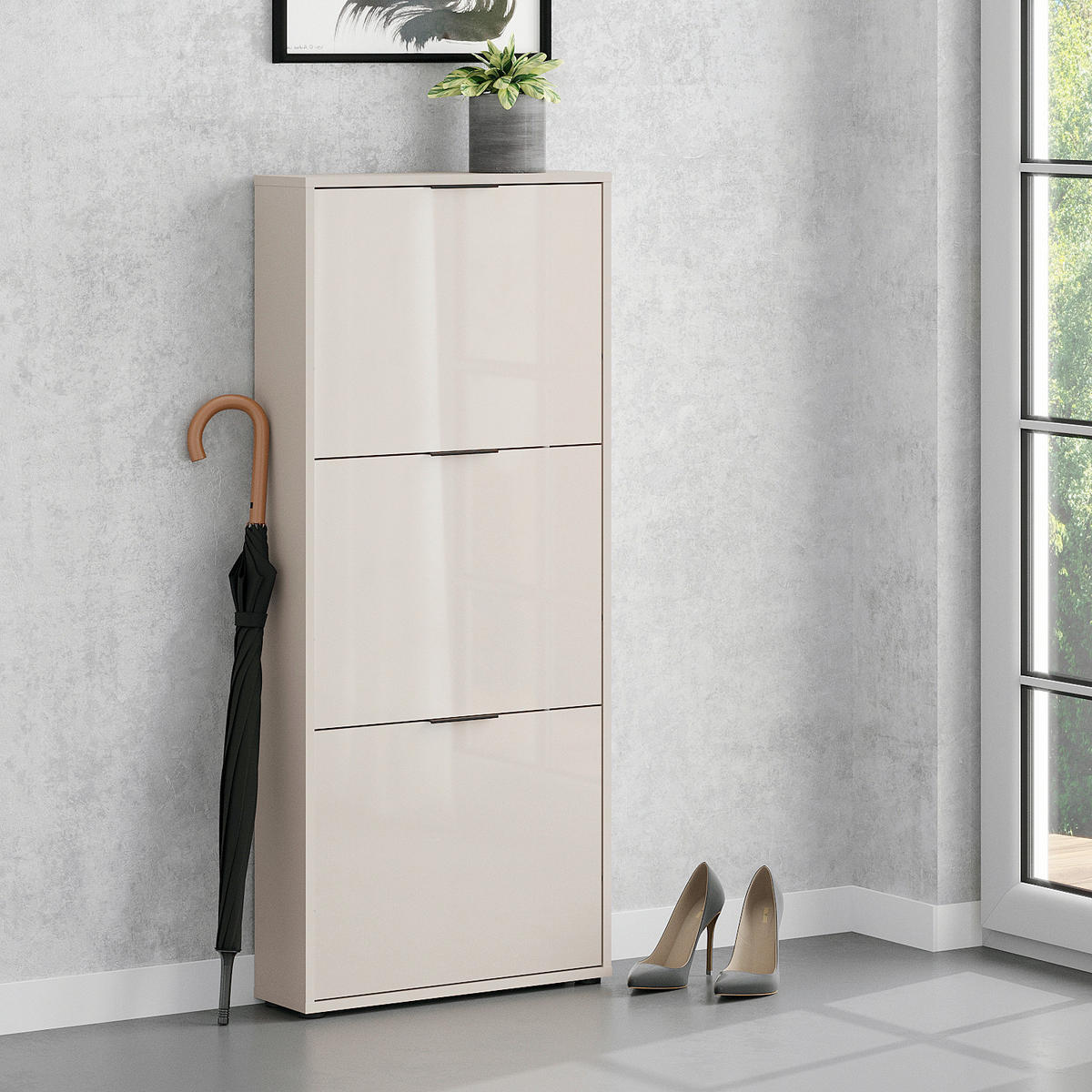 SCHUHKIPPER - Kaschmir/Schwarz, MODERN, Glas/Holzwerkstoff (60/137/17cm) - Boxxx