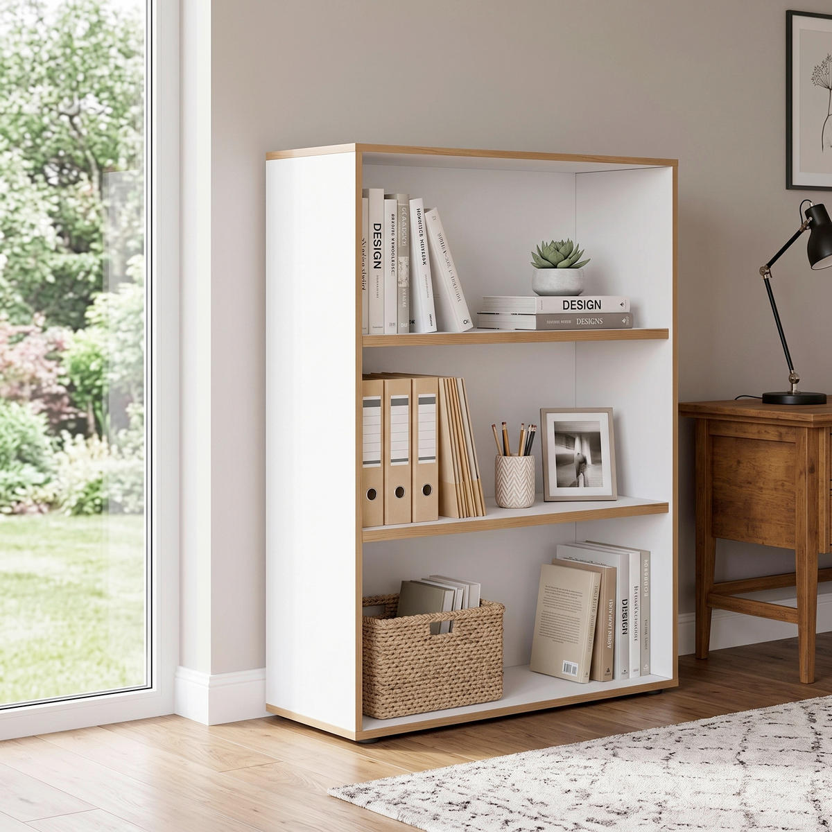 AKTENREGAL 100/110/33 cm  - Honigeiche/Weiss, Design, Holzwerkstoff/Kunststoff (100/110/33cm) - P & B